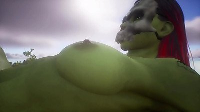 Wildlife sandbox - thick Orc Amazon Catches Human - She's ripped!