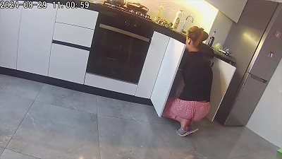 Real cheating. wife ravages a neighbor in the kitchen.