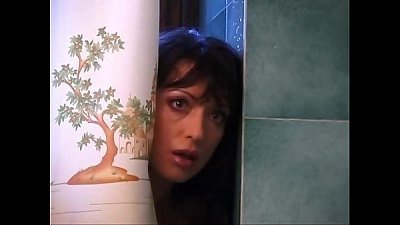 super-cute big-chested brunette drilling in the bathroom