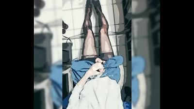 cosplay black pantyhose masturbation